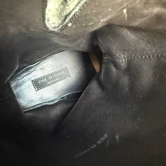 RAG & BONE Moto Ankle Boots Black Leather Buckle Detail Size 35 Biker Style Moto - Picture 9 of 11